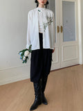Toloer New Chinese Style Retro Oil Painting Bamboo Printing Sweet Silk Satin Long-Sleeved Versatile Shirt For Men And