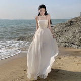 / Summer 2023 New Pure Color Pleated New Chinese Style Atmosphere Temperament Elegant Waist Sling Skirt-Outfit