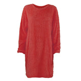 Autumn And Winter 2023 Ebaywish Hot Style Women's Long Sleeve Round Collar Loose Plush Dress-Outfit