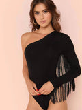 Women's Summer Milk Silk Sleeveless Jumpsuit With Fringed Frills-Outfit