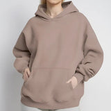 Toloer Coat Women's New Fashion Pure Color Loose Casual Temperament Long-Sleeved Hooded Winter Hoodie