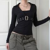 Wind Daily Basis Simple Stripes Bumpy Big U Collar Slime Summer