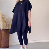 2025 New Solid Color Round Neck Large-Size Short-Sleeved Knitted Shirt Casual