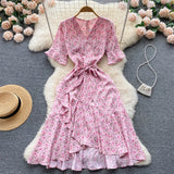 Holiday Women Party Clothes Floral Fashion Dress Female Clothing A line Dresses Outfits Summer Midi Beach Sundress