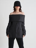 Toloer Collar Off-The-Shoulder Small Suit 2024 Spring And Autumn New Fashion Design Sense Long Sleeve Texture Coat Female-Outfit