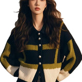 Toloer Sweater In Autumn And Winter 2025 Retro Loose Color Design With A Sense Of Collar Small Fragrant Long-Sleeved Knitted
