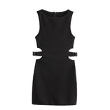 Women's Clothing 2025 Spring New Fashion Simple Open Open Design Sexy Body Repair Mini