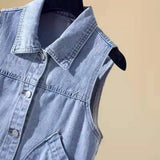 Toloer Vest Female Summer Western Style Show Thin New Korean Version Of Short Jacket Student Horse Clip Jacket Vest Female-Outfit
