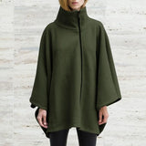 Christmas Bat Sleeve Capes Ponchos High Neck Casual 2022 Celmia Winter Coats Loose Solid Zipper Vintage Jackets Fleece