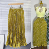 Fashion Folding Wave Half-Dress French Sweet High-Waisted A-Shaped Skirt Mid-Long Folds