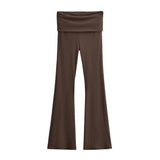 Trendy Women's Wear In Spring, The New Double-Layer Waist-Turning Sports Leisure Pants, Spicy Girls' Stretch Slimming Micro-Horn Trousers-Outfit