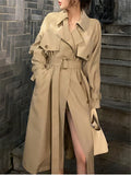 Trench Women Autumn Winter 2023 New Double Breasted Belted Loose Korean Jacket Office Lady Outerwear Female Fashion