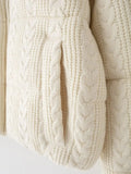 Cabel Knit Puffer Crop Jacket-Outfit