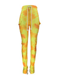 Printed Multi-pocket Super Elastic Trousers Drawstring