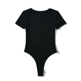 Trend Women's Wear Summer New V-Collar Short-Sleeved Jumpsuit Sexy Tight Open-File Jumpsuit Top-Outfit