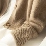 Autumn and Winter 100% Wool Cashmere Sweater Women's Self-Cultivation Half High Neck Cardigan Warm Knitted Sweater