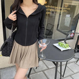 Toloer New Plus Size Women's Coat Female Autumn Sweet Hot Girl Show Thin Hoodie Long Sleeve Jacket Female Pure Desire Wind Ins Tide-Outfit