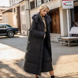 Coat Women White Long Hooded Parkas Coat Clothing 2023 Winter New Fashion Pink Black Loose Thick Warmth Bread