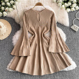 High-End Knitted Dress Women Autumn And Winter Royal Sister Temperament Dating Short Skirt French Waist Sweater