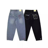 New Fashion Hip-Hop Jeans For Men And Women, Minority Chao Brand Embroidered Simple Straight Casual Pants-Outfit