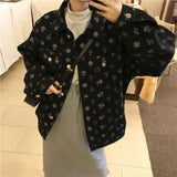 QWEEK Harajuku Gothic Denim Jackets Vintage Graphic Mujer Chaqueta Mall Goth Button Up Fall 2021 Women Hip Hop Kpop