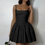 Summer 2024 New Hip Skirt Fashionable Style Lace Features Suspender Fluffy Dress Women-Outfit