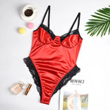 Lace Patchwork Satin Bodysuit Sexy Backless Jumpsuit Slim Women Tops One Piece Fashion Club Party Bodysuits Skinny