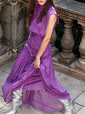 Toloer Dress Dress 2024 Summer New Temperament Smoke Pleated Sleffess Advanced Sense Chiffon Waist Show Thin And Versatile-Outfit