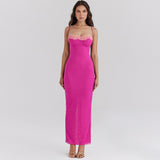 Women's 2025 Summer New Lace Lace Dress Wreated Suspension Dress Sexy Mid-Chang