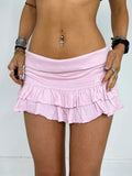 Sweet Solid Pleated Super Mini Skirt Preppy Atyle Sexy Slim Low-Waisted Skirts Women 2023 Summer Fashion Streetwear Lady-Outfit