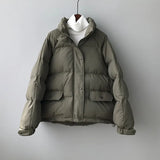 winter ladies fashion oversize stand collar jacket 2021 new style women zipper thicken warm bread down parka chic coat
