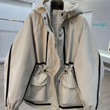 European Goods High-End Ribbon Splicing Color Storm Coat Female 2024 New Casual Loose Show Thin Short Windbreaker-Outfit