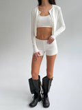 Knitted Shirt Home Cardigan Short Vest Shorts Light Pink White Optional Comfortable Fashionable Autumn And Winter
