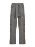Washed Pocket Patched Cargo Jeans-Outfit