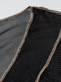 Mesh Long Sleeve Crop Blouse-Outfit