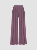 Casual Stretch Elastic Waist Wide Leg