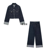 2025 New Women's Roll-Sleeve Denim Jacket Straight