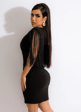 Sexy V-neck Sleeveless Tassel Knee-Length Bodycon