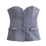 Women's Clothing 2025 Spring New Sexy 4 Color Tight Single-Breasted Breast Small Vest + Short Skirt