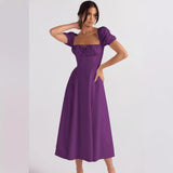 New Summer Fashion Bubble Sleeves With Open Fork Dress Dress Woman