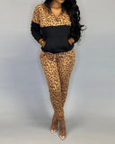 Large Size Women's Wear Popular Style Long-Sleeved Zipper Fashion Printed Two-Piece Set-Outfit