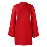 New Temperament Fashion Horn Sleeve Pressure Folding Loose A Dress African