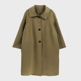 Aachoae Winter Casual Single Breasted 100% Wool Coat Women Solid Color Turn Down Collar Long Jacket Outerwear Ladies