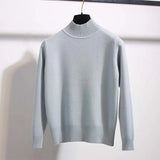 Korean Style Loose Sweater Women Pullover Casual Half Turtleneck Long Sleeve Knit Sweater Female Jumpers solid basic