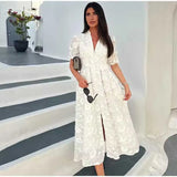 Women's New Waists Slim And Beautiful Little White Dress INS Net Red Standing Weight Embroidered