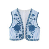 Embroidered Open Tao 2025 Vest National Style Summer Multi-Color Vest Women's