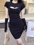 Slim Y2k Mini Dress Women Party Chic Casual Design Knitted Sweater Dress Female Elegant One Piece Dress Korean 2022