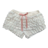 Women's Kawaii Y2K Summer Casual Shorts Ruffled Floral Lace Elastic Waist Short Pants for Beach Nightclub Streetwear-Outfit