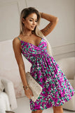 Wise New Summer V-Neck Fashion Floral Sling Waist Dress Woman-Outfit