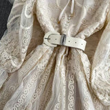 Retro Court Dress Heavy Industry Embroidered Wood Ear Repair Long Lace Dress High-End Exquisite